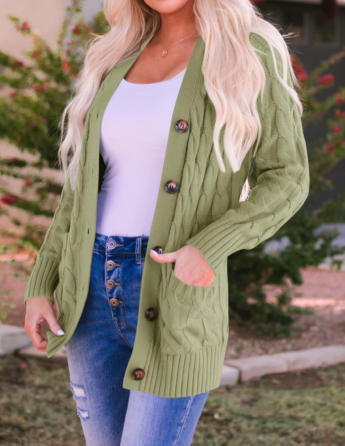 Women's Cardigan Sweaters 2025 Fall Button Down Open Front Cable Knit Casual Trendy Winter Clothing Outerwear