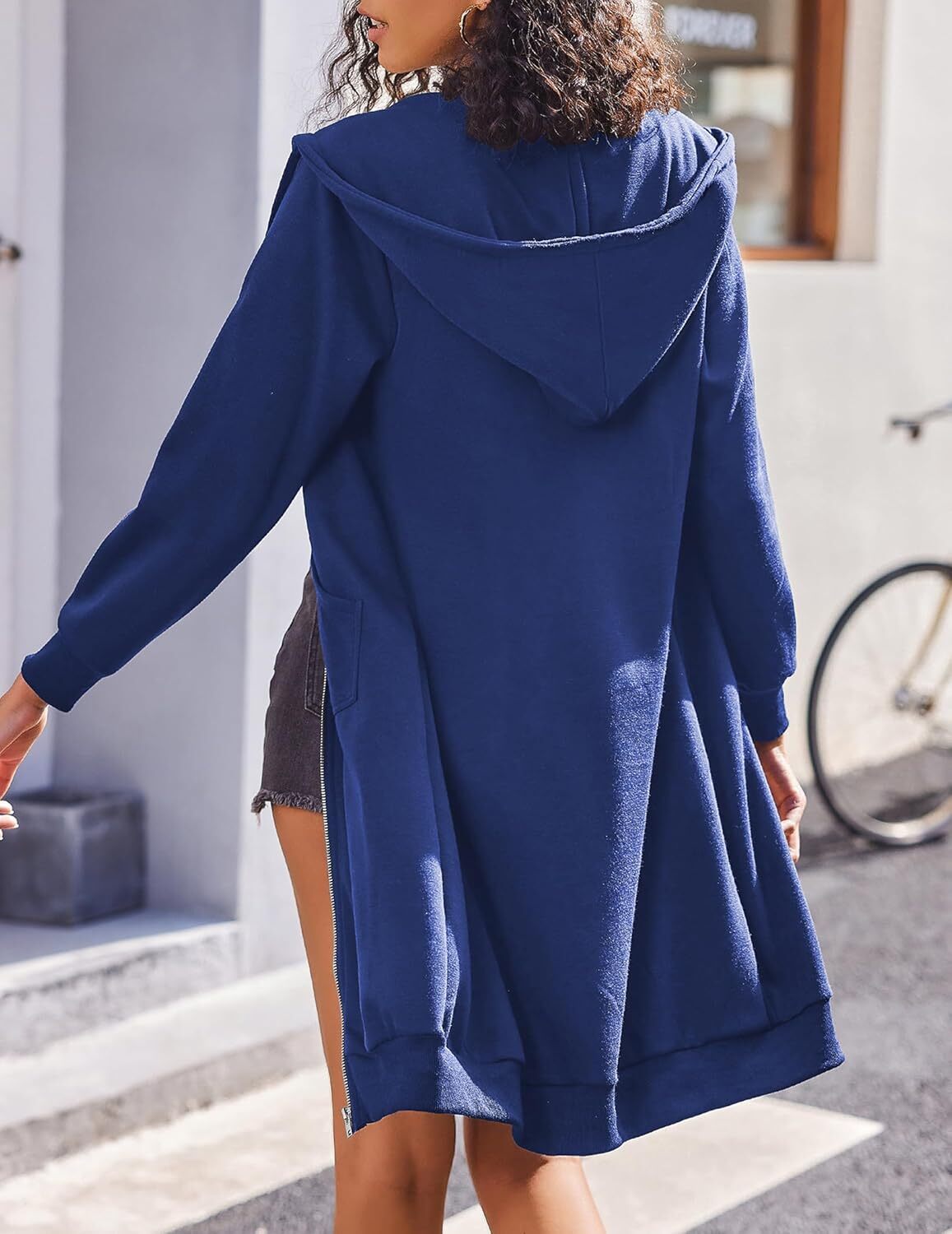 🔥Hot Sale🔥Women's Casual Zip Fleece Hoodie Tunic Sweatshirt Long Hooded Jacket