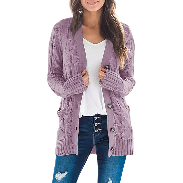 Women's Cardigan Sweaters 2025 Fall Button Down Open Front Cable Knit Casual Trendy Winter Clothing Outerwear