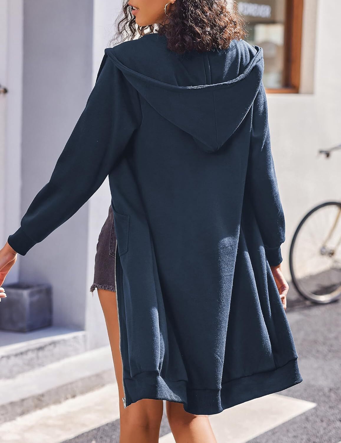 🔥Hot Sale🔥Women's Casual Zip Fleece Hoodie Tunic Sweatshirt Long Hooded Jacket