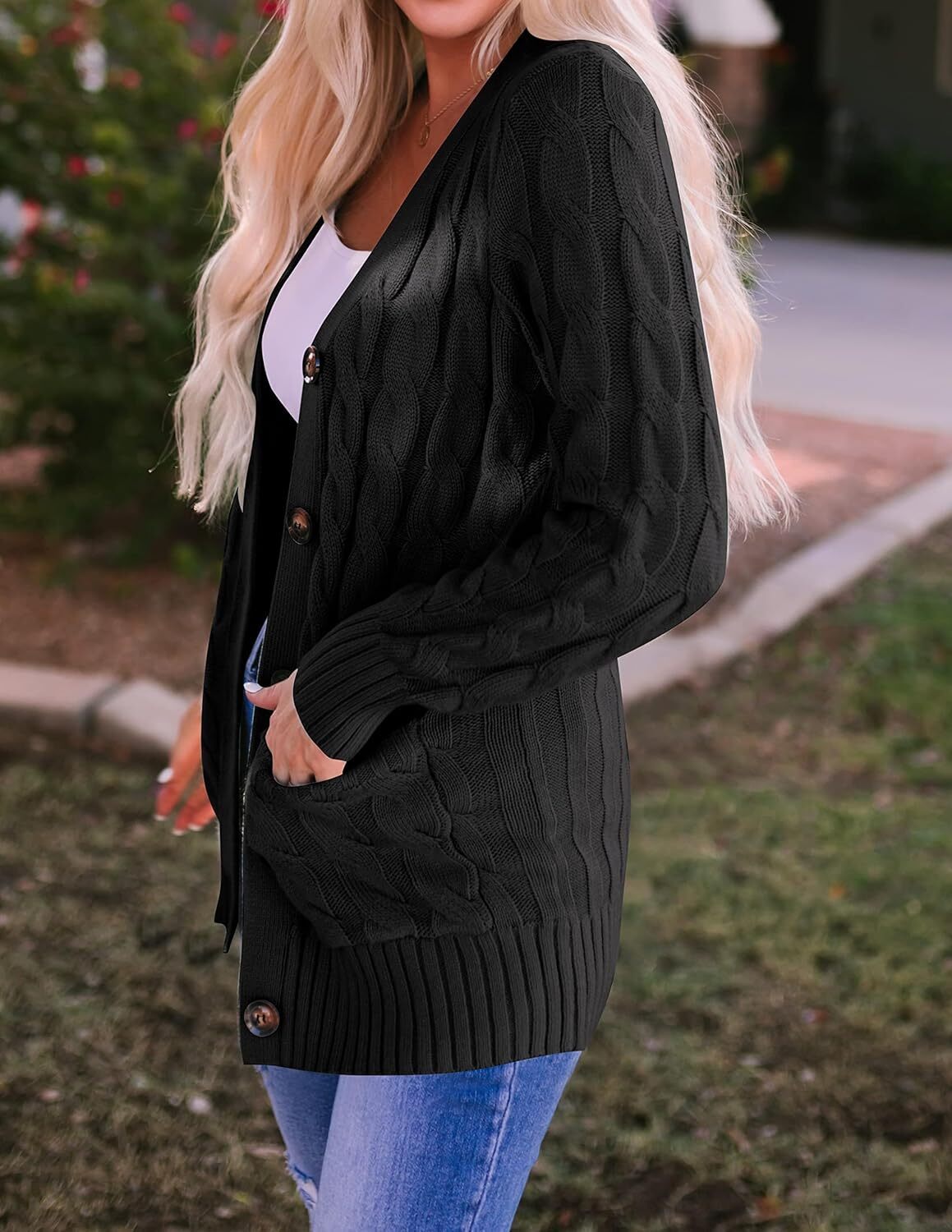 Women's Cardigan Sweaters 2025 Fall Button Down Open Front Cable Knit Casual Trendy Winter Clothing Outerwear