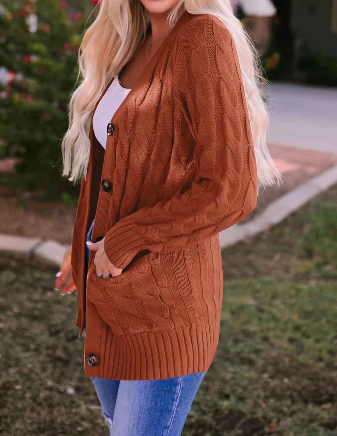 Women's Cardigan Sweaters 2025 Fall Button Down Open Front Cable Knit Casual Trendy Winter Clothing Outerwear