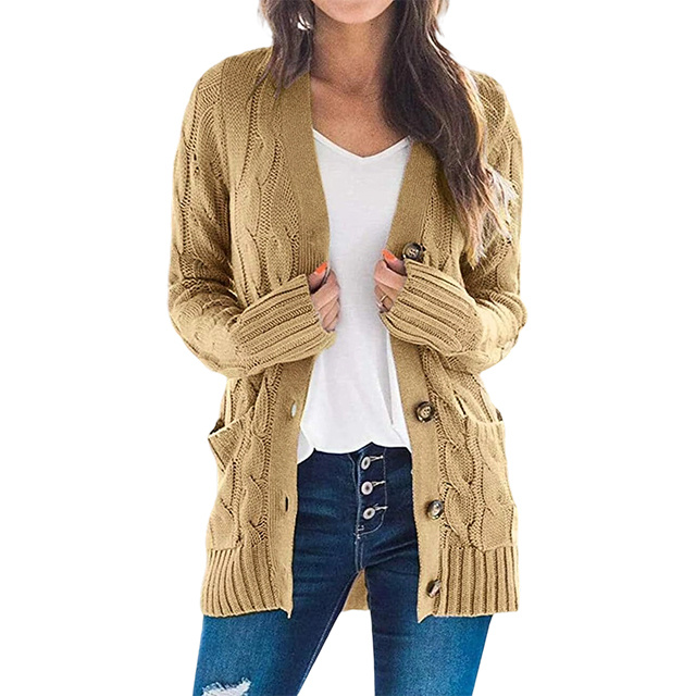 Women's Cardigan Sweaters 2025 Fall Button Down Open Front Cable Knit Casual Trendy Winter Clothing Outerwear