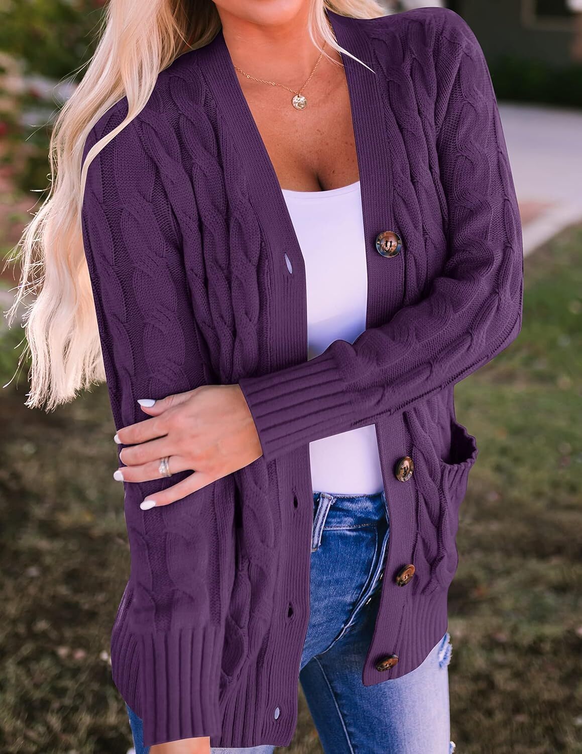 Women's Cardigan Sweaters 2025 Fall Button Down Open Front Cable Knit Casual Trendy Winter Clothing Outerwear