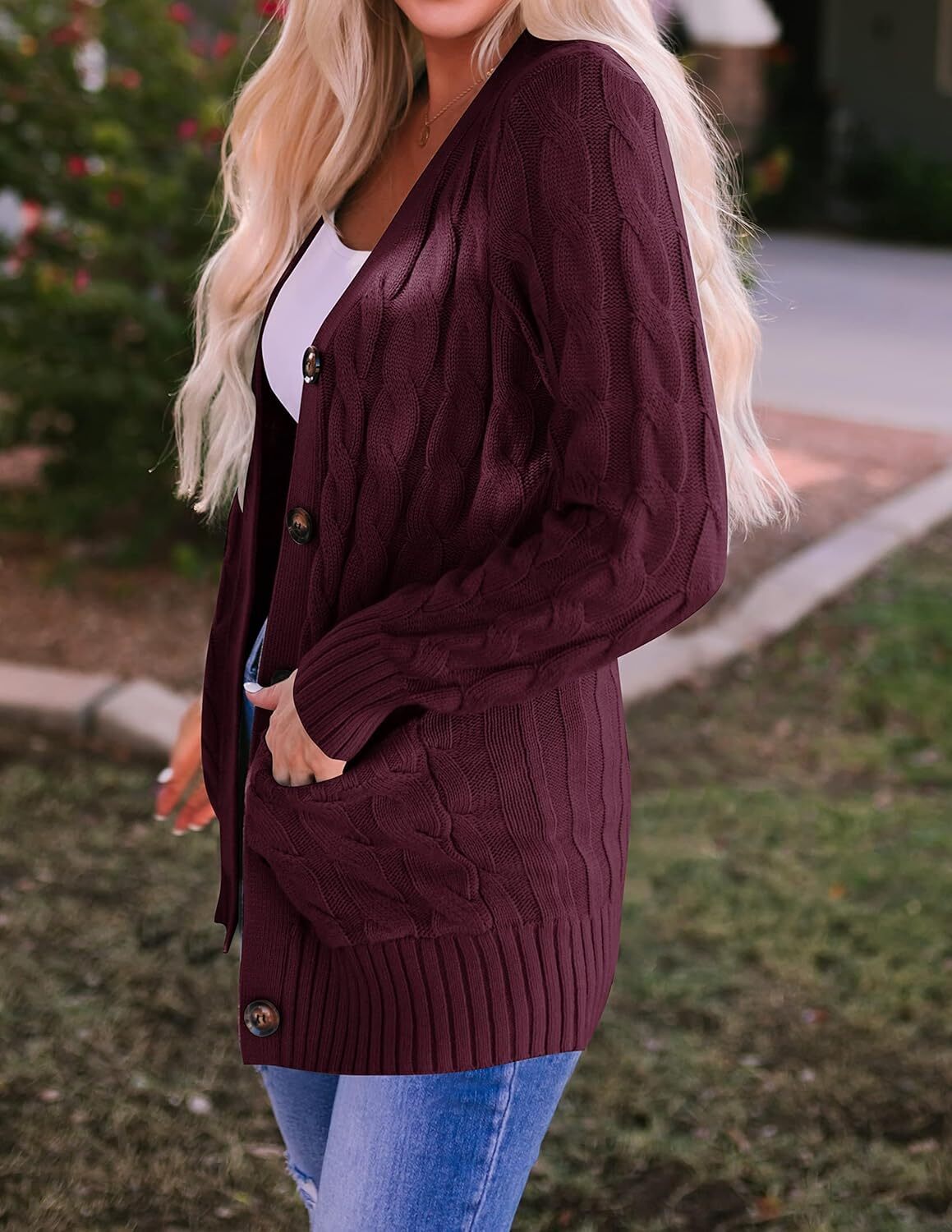 Women's Cardigan Sweaters 2025 Fall Button Down Open Front Cable Knit Casual Trendy Winter Clothing Outerwear