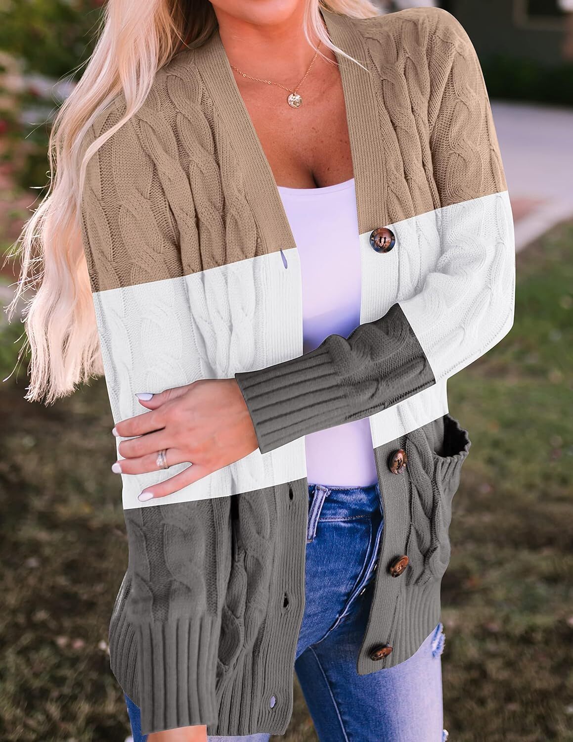 Women's Cardigan Sweaters 2025 Fall Button Down Open Front Cable Knit Casual Trendy Winter Clothing Outerwear