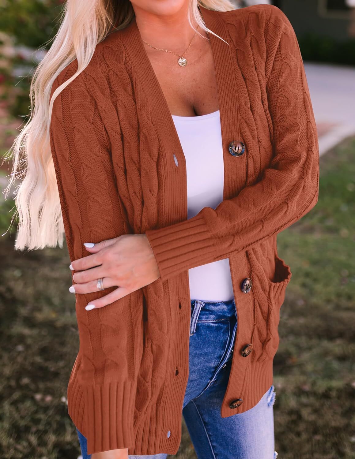 Women's Cardigan Sweaters 2025 Fall Button Down Open Front Cable Knit Casual Trendy Winter Clothing Outerwear