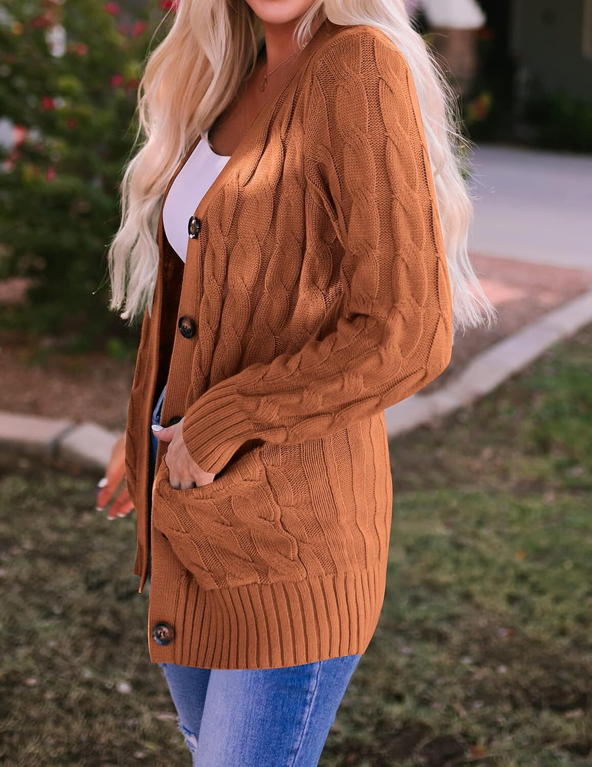 Women's Cardigan Sweaters 2025 Fall Button Down Open Front Cable Knit Casual Trendy Winter Clothing Outerwear