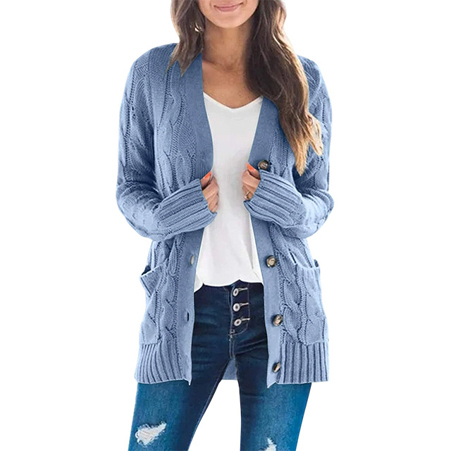 Women's Cardigan Sweaters 2025 Fall Button Down Open Front Cable Knit Casual Trendy Winter Clothing Outerwear