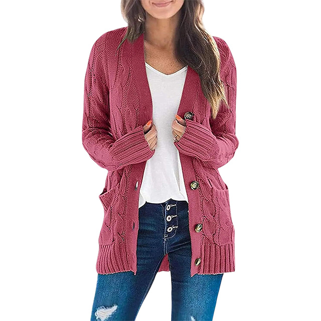 Women's Cardigan Sweaters 2025 Fall Button Down Open Front Cable Knit Casual Trendy Winter Clothing Outerwear