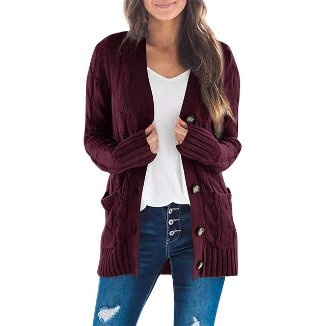 Women's Cardigan Sweaters 2025 Fall Button Down Open Front Cable Knit Casual Trendy Winter Clothing Outerwear