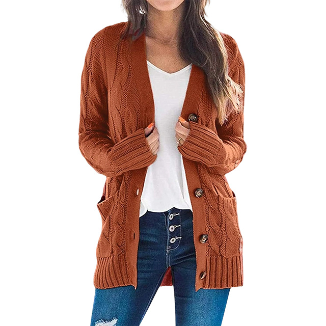 Women's Cardigan Sweaters 2025 Fall Button Down Open Front Cable Knit Casual Trendy Winter Clothing Outerwear