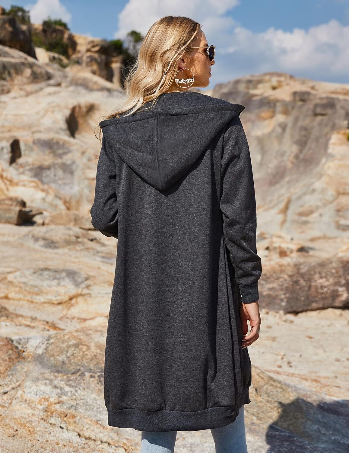 🔥Hot Sale🔥Women's Casual Zip Fleece Hoodie Tunic Sweatshirt Long Hooded Jacket