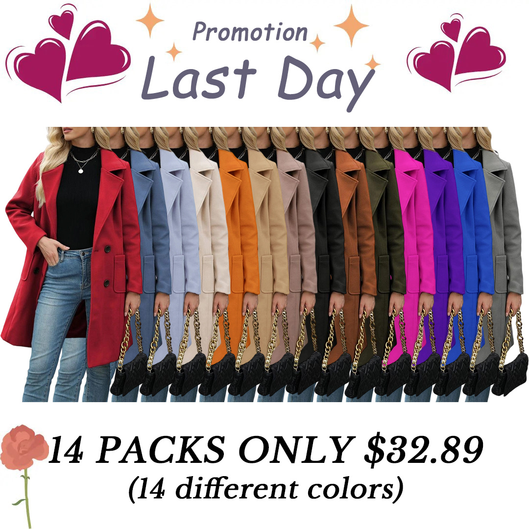 🔥Hot Sale!🔥Women's Winter Wool Blend Camel Mid-Long Coat Notch Double-Breasted Lapel Jacket Outwear