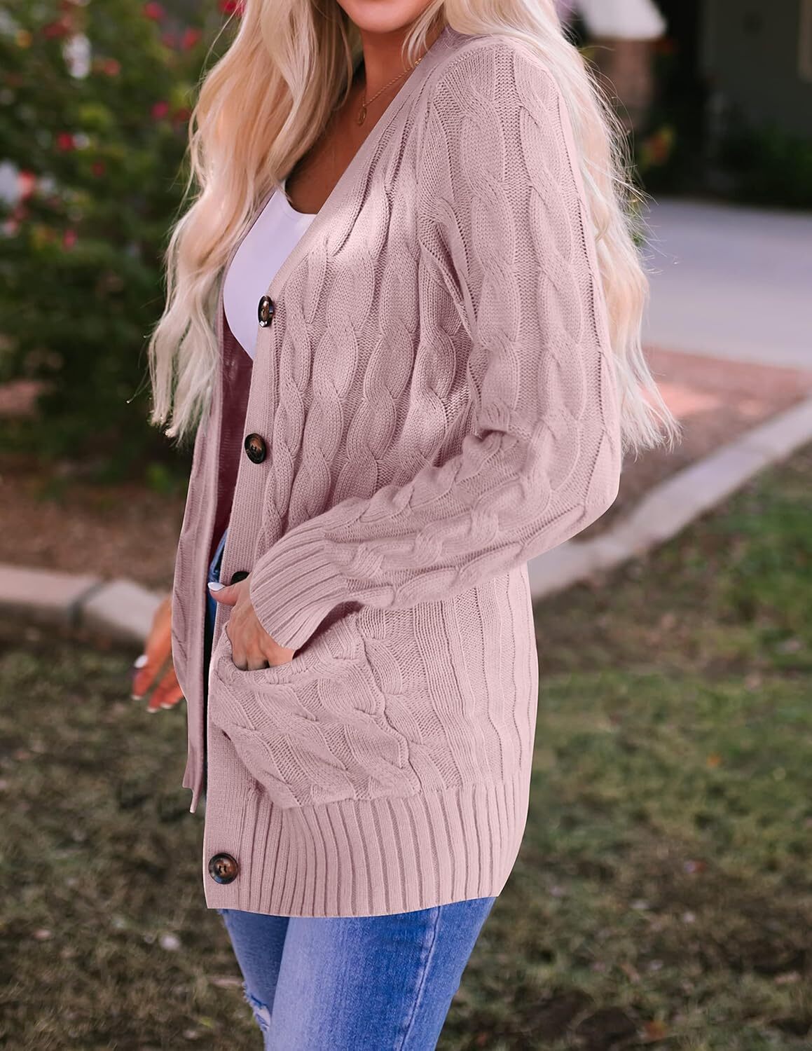 Women's Cardigan Sweaters 2025 Fall Button Down Open Front Cable Knit Casual Trendy Winter Clothing Outerwear