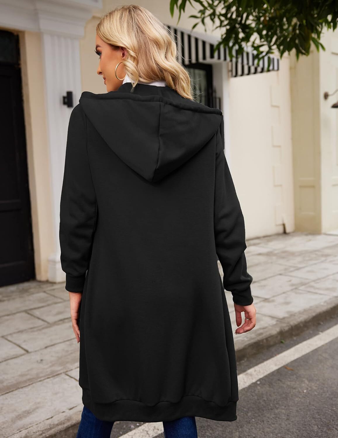 🔥Hot Sale🔥Women's Casual Zip Fleece Hoodie Tunic Sweatshirt Long Hooded Jacket