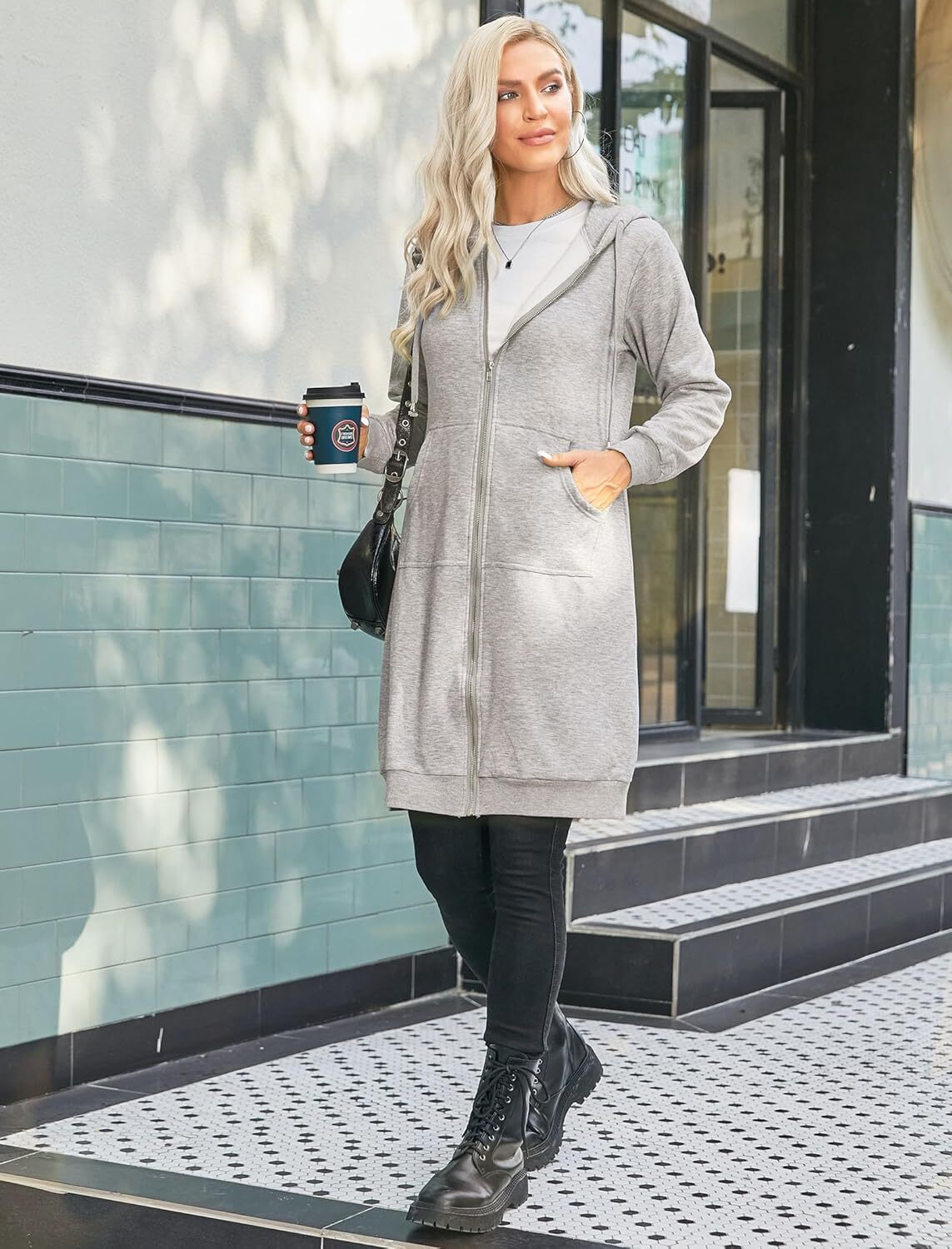 🔥Hot Sale🔥Women's Casual Zip Fleece Hoodie Tunic Sweatshirt Long Hooded Jacket