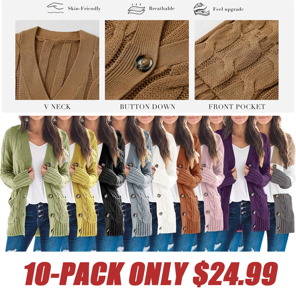 Women's Cardigan Sweaters 2025 Fall Button Down Open Front Cable Knit Casual Trendy Winter Clothing Outerwear