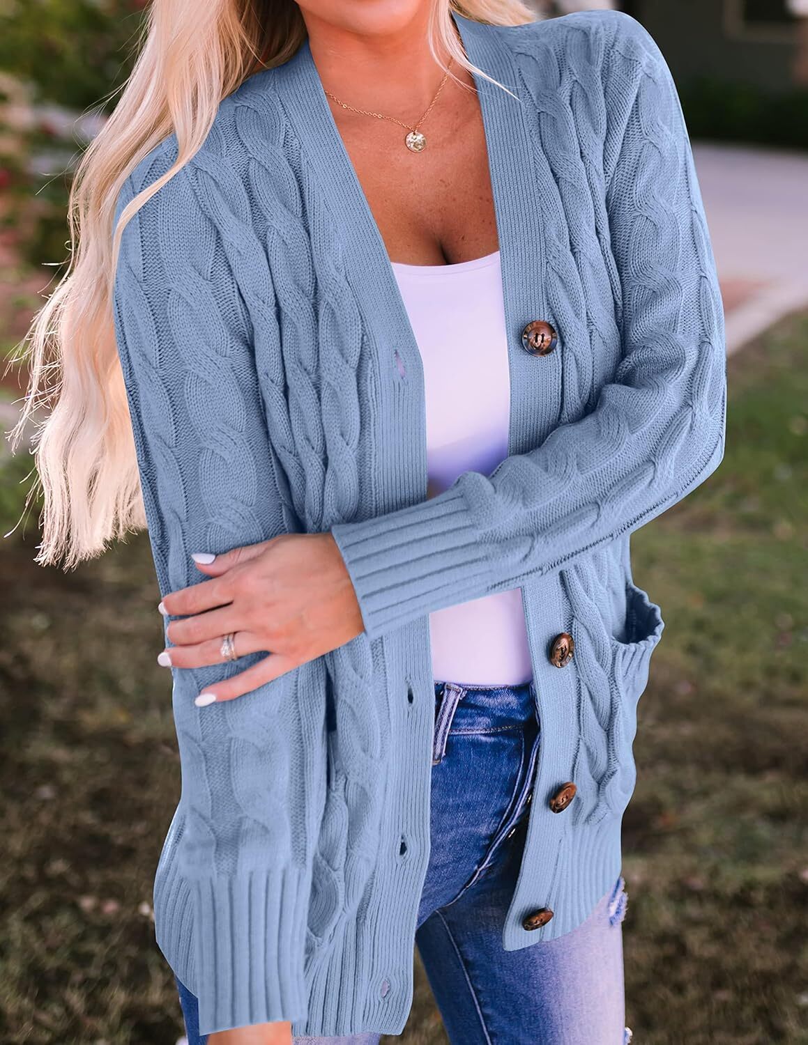 Women's Cardigan Sweaters 2025 Fall Button Down Open Front Cable Knit Casual Trendy Winter Clothing Outerwear