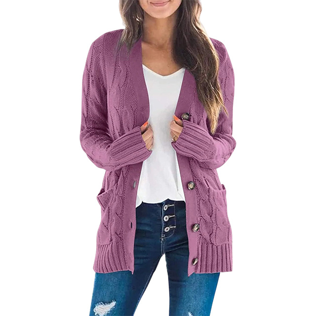 Women's Cardigan Sweaters 2025 Fall Button Down Open Front Cable Knit Casual Trendy Winter Clothing Outerwear
