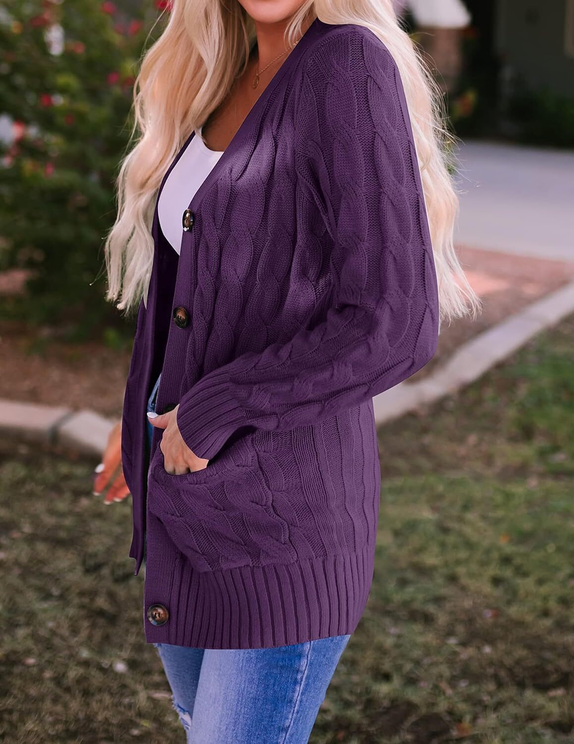 Women's Cardigan Sweaters 2025 Fall Button Down Open Front Cable Knit Casual Trendy Winter Clothing Outerwear