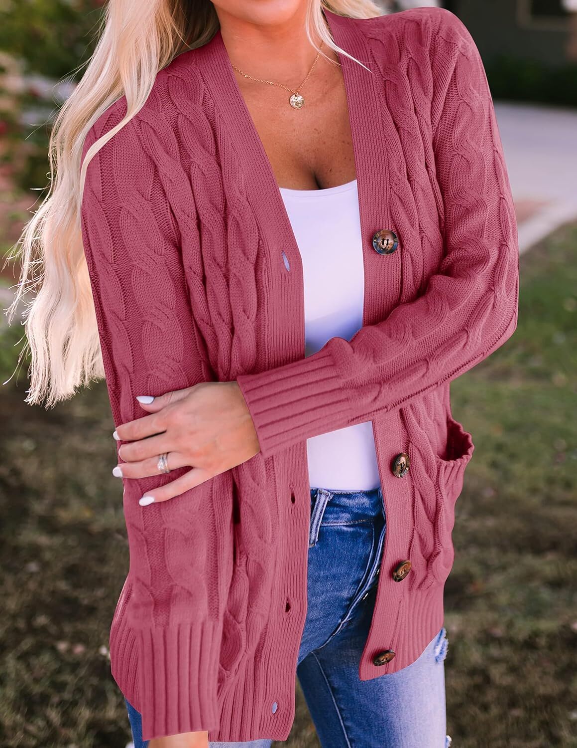 Women's Cardigan Sweaters 2025 Fall Button Down Open Front Cable Knit Casual Trendy Winter Clothing Outerwear