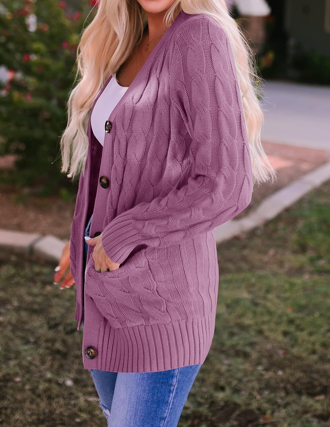 Women's Cardigan Sweaters 2025 Fall Button Down Open Front Cable Knit Casual Trendy Winter Clothing Outerwear