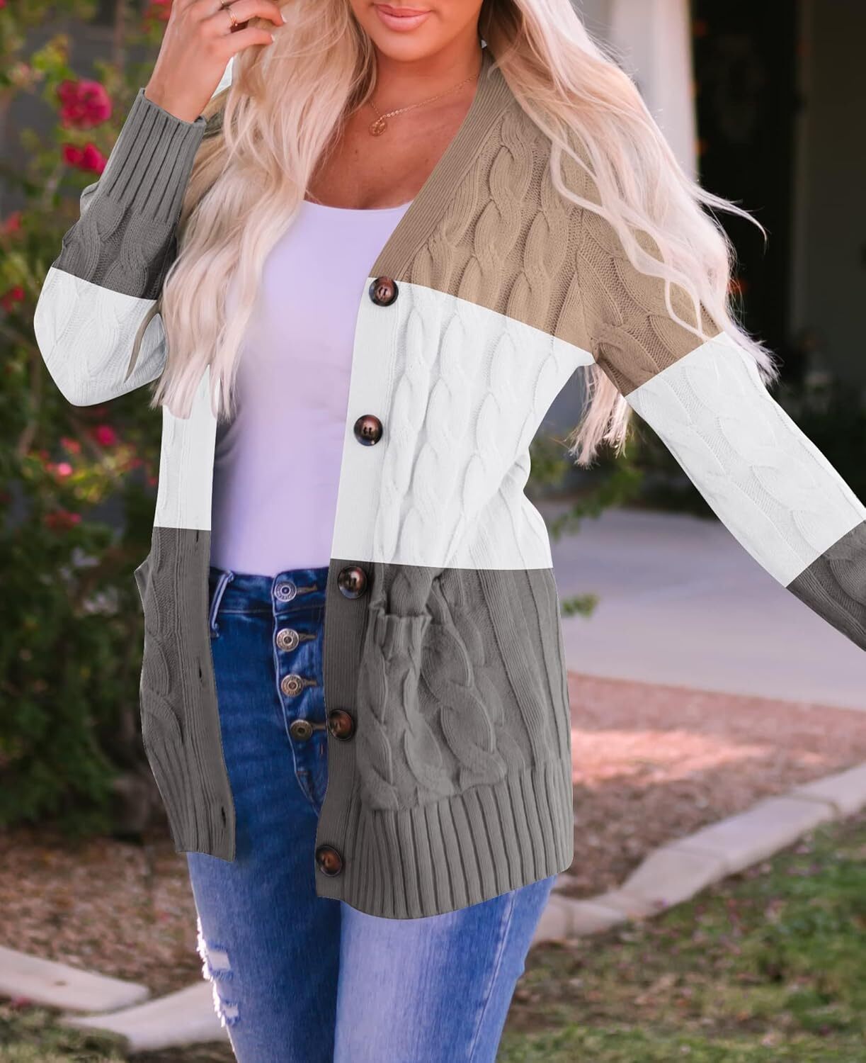 Women's Cardigan Sweaters 2025 Fall Button Down Open Front Cable Knit Casual Trendy Winter Clothing Outerwear