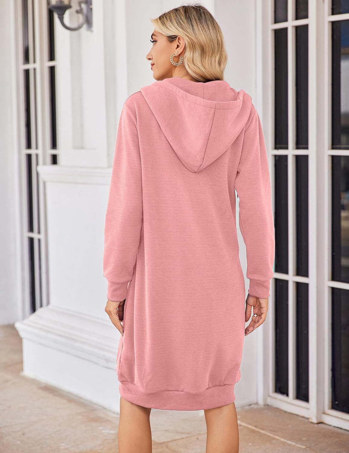 🔥Hot Sale🔥Women's Casual Zip Fleece Hoodie Tunic Sweatshirt Long Hooded Jacket