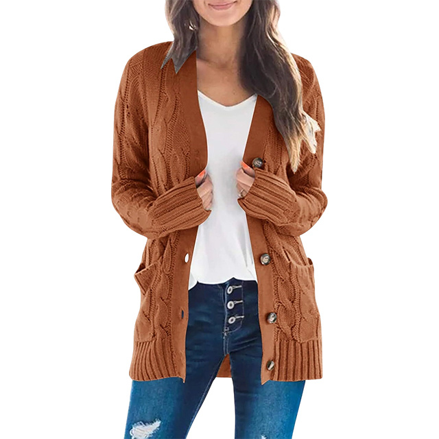 Women's Cardigan Sweaters 2025 Fall Button Down Open Front Cable Knit Casual Trendy Winter Clothing Outerwear