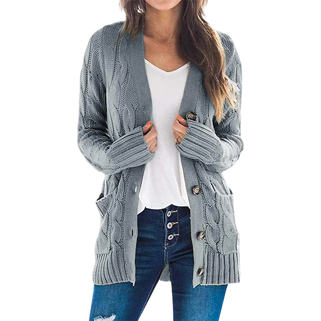 Women's Cardigan Sweaters 2025 Fall Button Down Open Front Cable Knit Casual Trendy Winter Clothing Outerwear