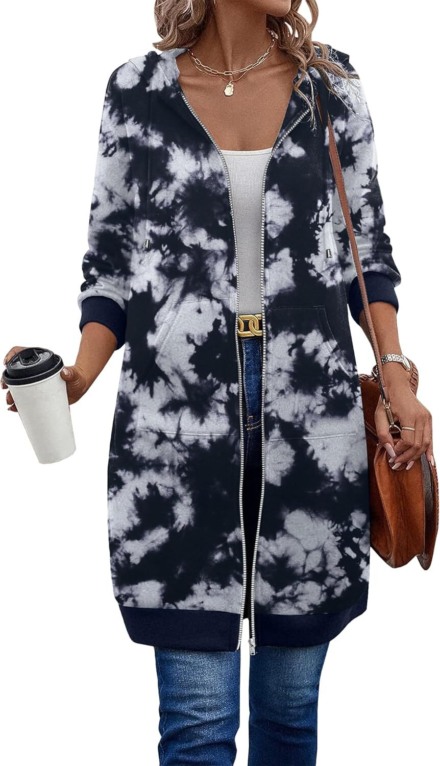 🔥Hot Sale🔥Women's Casual Zip Fleece Hoodie Tunic Sweatshirt Long Hooded Jacket