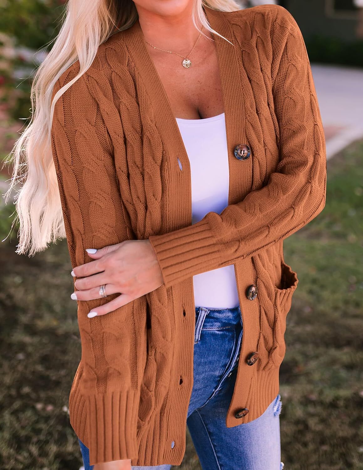 Women's Cardigan Sweaters 2025 Fall Button Down Open Front Cable Knit Casual Trendy Winter Clothing Outerwear