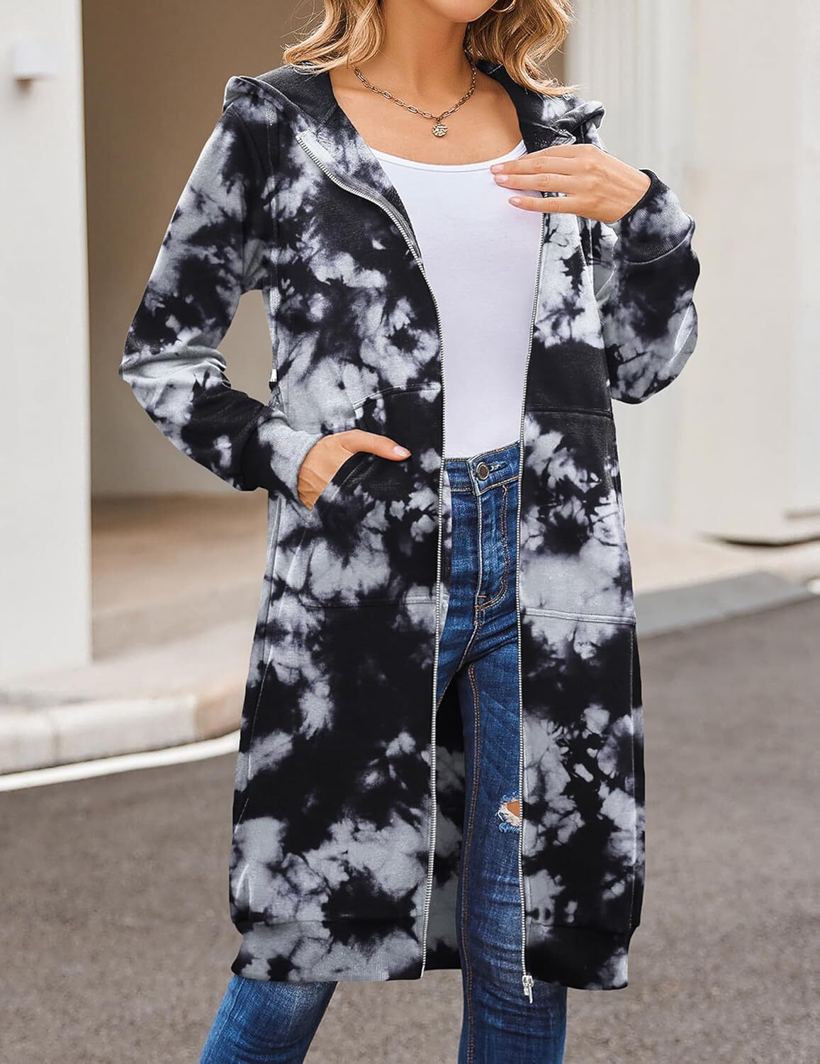 🔥Hot Sale🔥Women's Casual Zip Fleece Hoodie Tunic Sweatshirt Long Hooded Jacket