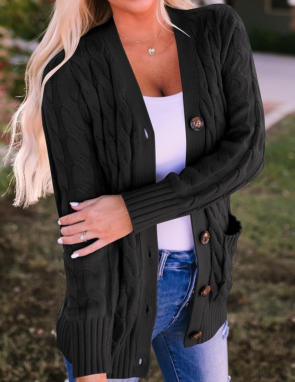 Women's Cardigan Sweaters 2025 Fall Button Down Open Front Cable Knit Casual Trendy Winter Clothing Outerwear