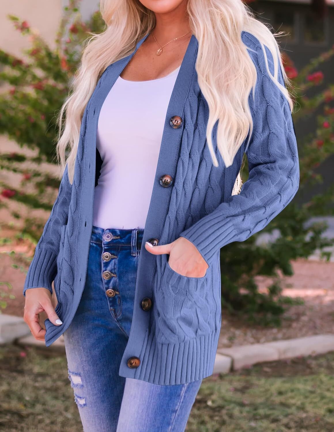 Women's Cardigan Sweaters 2025 Fall Button Down Open Front Cable Knit Casual Trendy Winter Clothing Outerwear