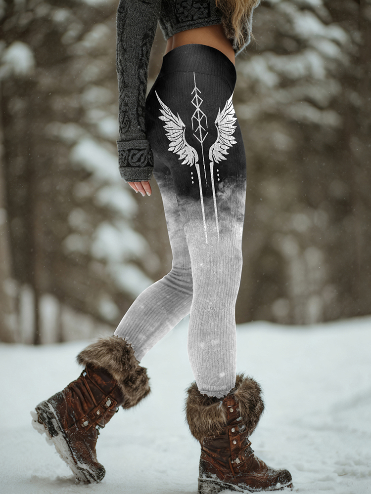 Women's Viking Wings Pattern Art Cozy Leggings