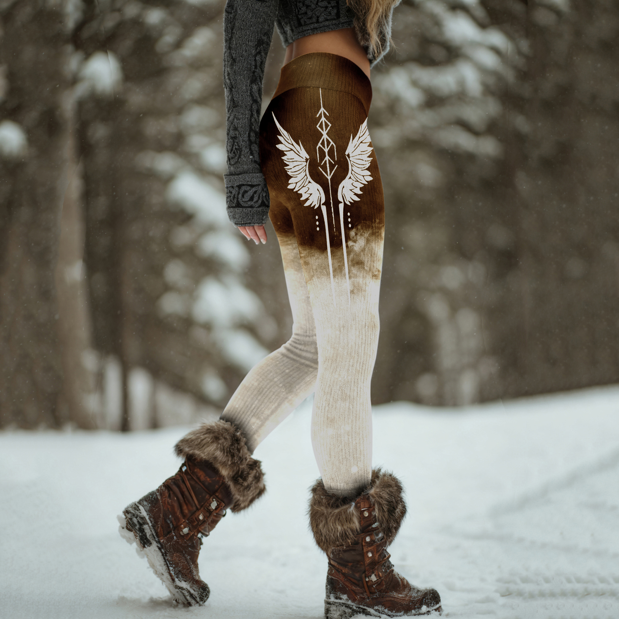 Women's Viking Wings Pattern Art Cozy Leggings