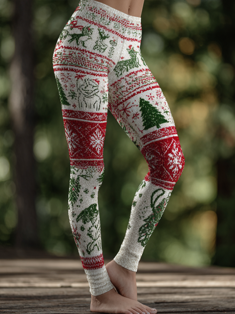 Women's Christmas Knitted Tight-fitting Leggings