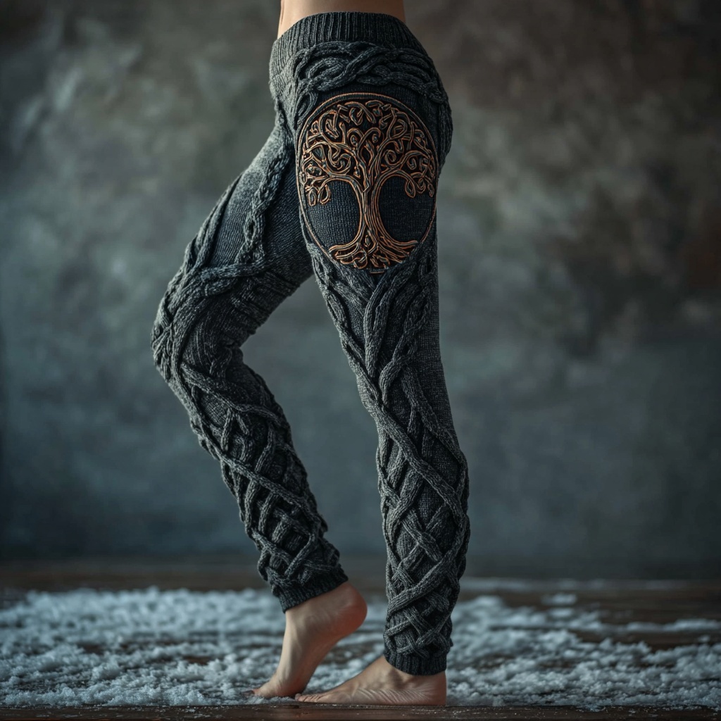 Vintage Viking Tree Of Life Celtic Knot Cozy Knit Leggings