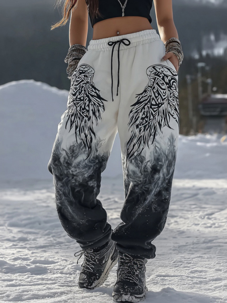 Women's Retro Celtic Style Wing Color Block Casual Pants