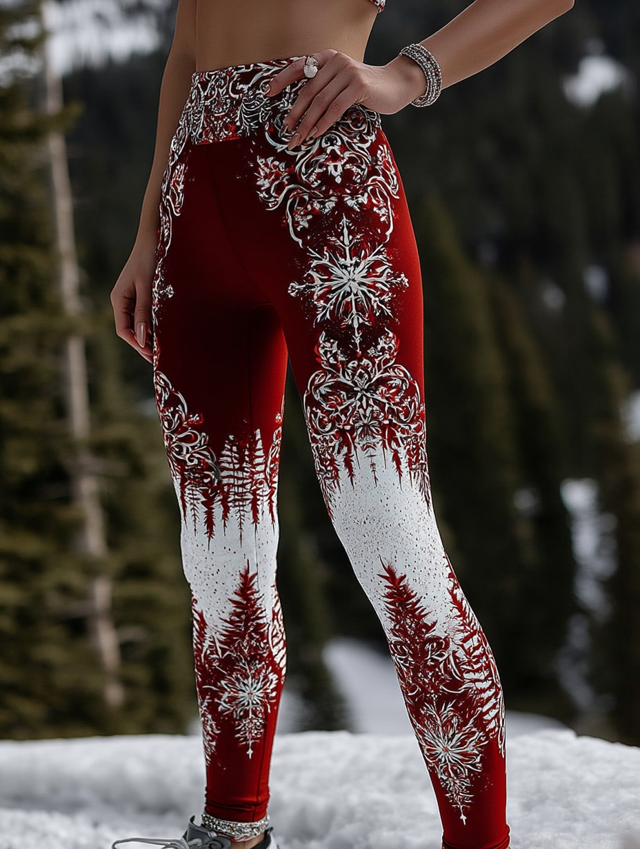 Women's Christmas Tree With Viking Celtic Knot And Paisley Art Print Casual Leggings