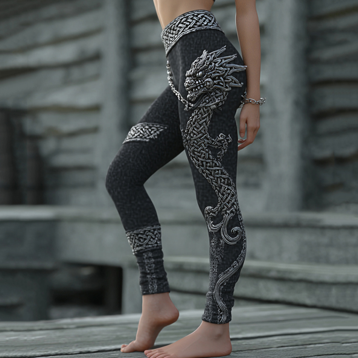 Women's Viking Style Dragon Celtic Art Cozy Leggings