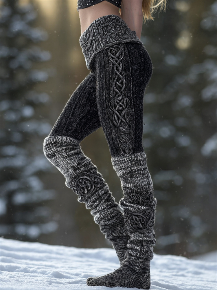 Vintage Viking Celtic Heather Knit Cozy Leggings