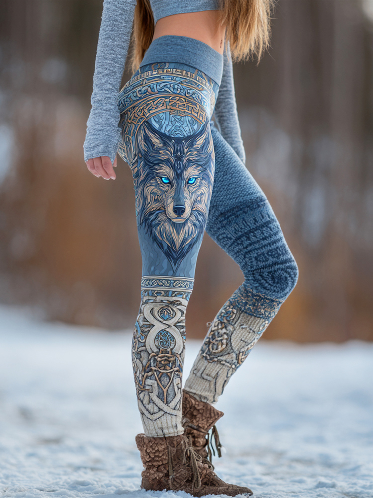 Viking Ice Wolf Women's Knit Leggings