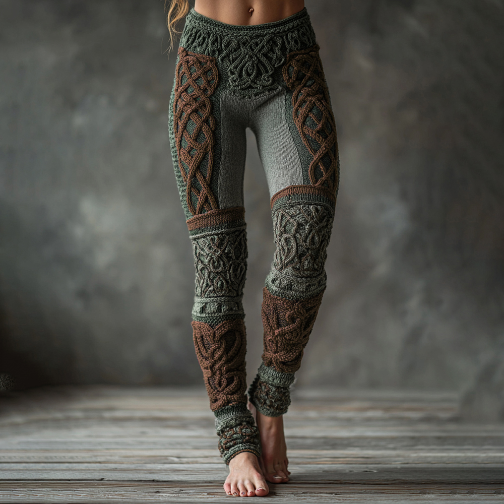 Christmas Celtic Knot Knit Jacquard Cozy Leggings