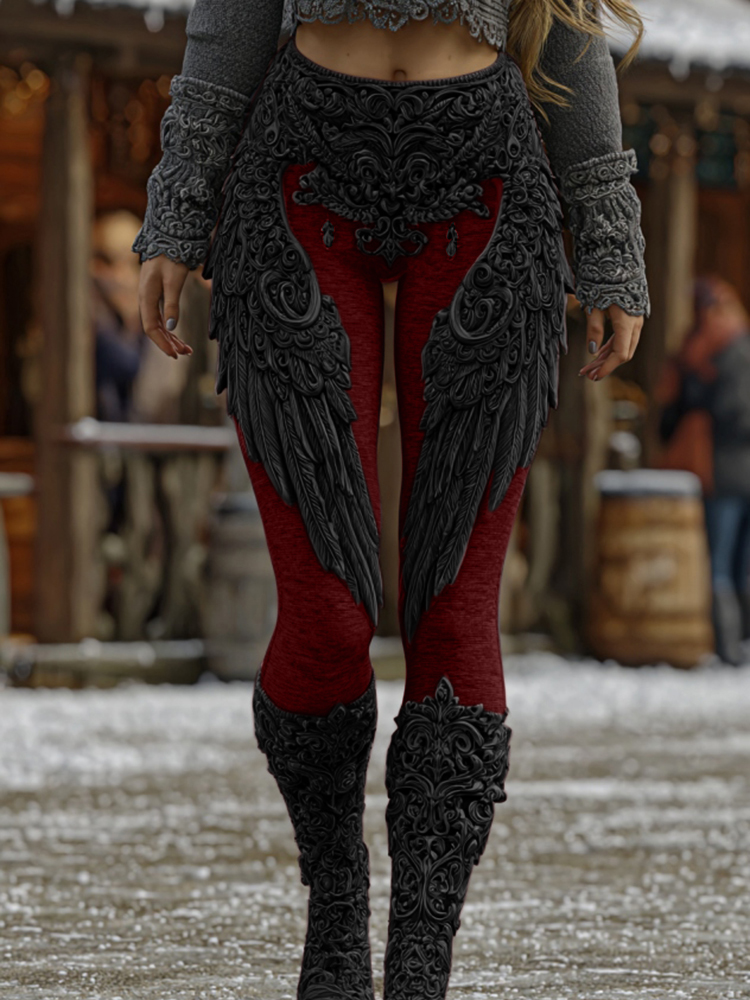 Women's Viking Celtic Wings Art Cozy Knit Leggings
