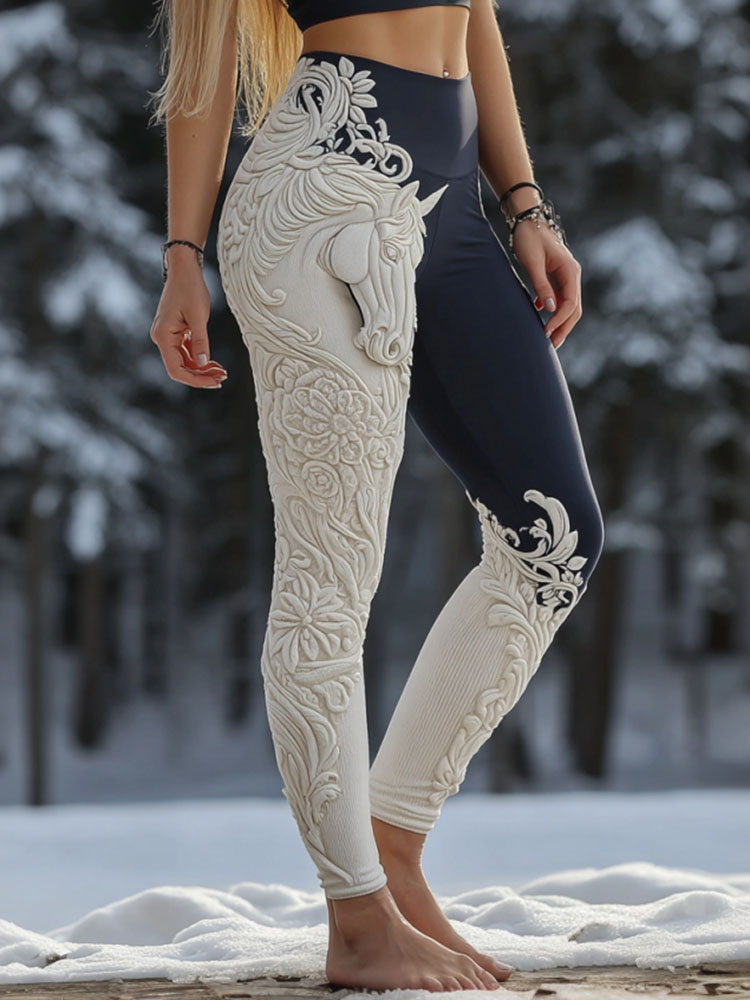 Women's Celtic Knot And Horse Pattern Knit Leggings