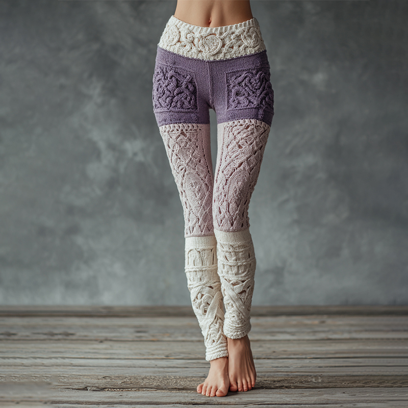 Vintage Viking Celtic Knot Knit Cozy Leggings