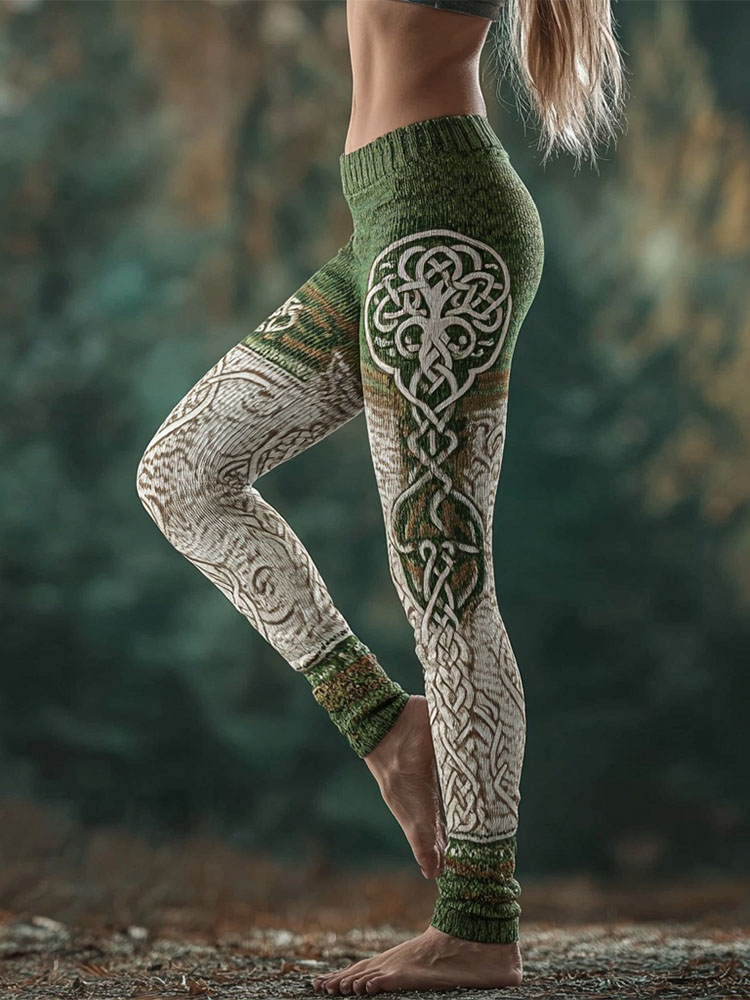 Vintage Viking Celtic Tree Of Life Cozy Knit Leggings